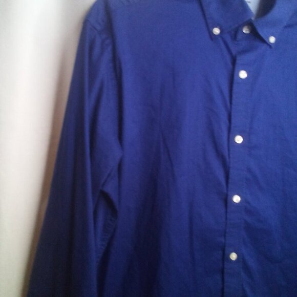 Izod Advantage Performance Mens M Button Up Shirt Long Sleeve Slim Fit Blue - Picture 10 of 14